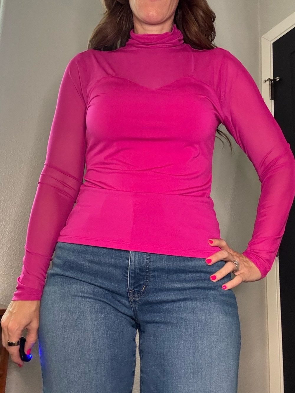 Elegant Pink Long Sleeve Women's Top